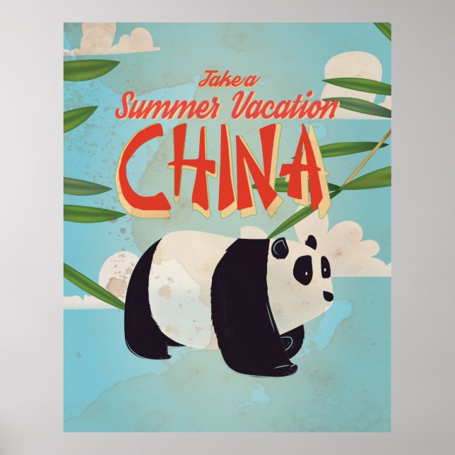 Vintage China Panda Vacation Poster (Front)