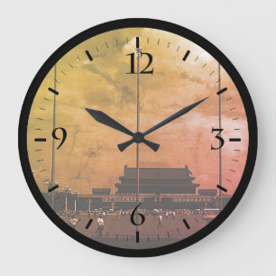 Vintage China Pekin street Tiananmen square gate L Large Clock