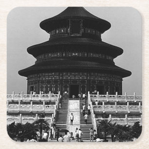 Vintage China Pekin Temple of Heaven 1970 Square Paper Coaster