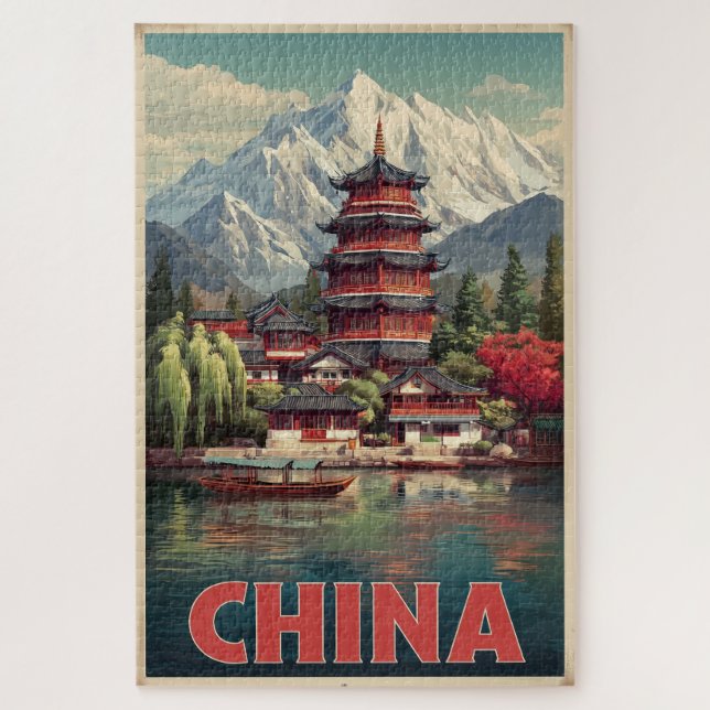 Vintage China Puzzle (Vertical)
