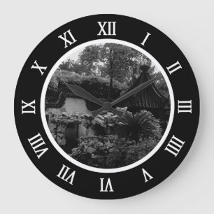 Vintage China Shanghai Yuyuan garden plants Canvas Large Clock