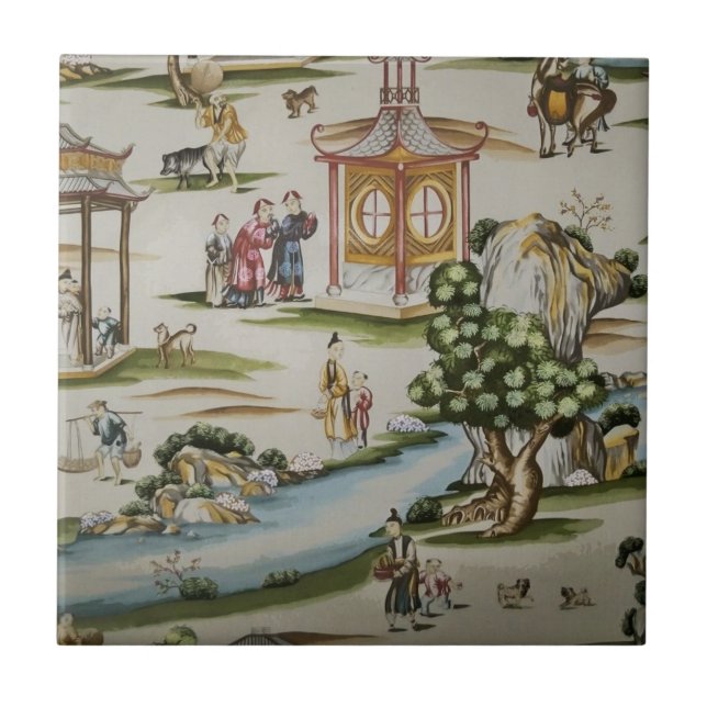 Vintage China Toile scene Tile (Front)