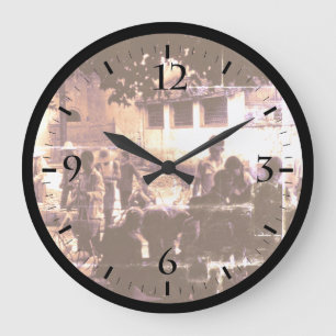 Vintage China Yangshuo market Canvas Print Large Clock