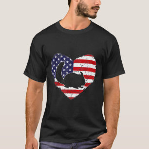 Vintage Chinchilla Animal Love American Flag Valen T-Shirt