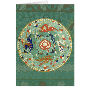 Vintage Chinese Blue Green Circle