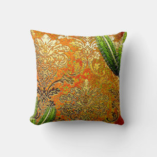 Vintage Chinese Cactus Motif Cushion
