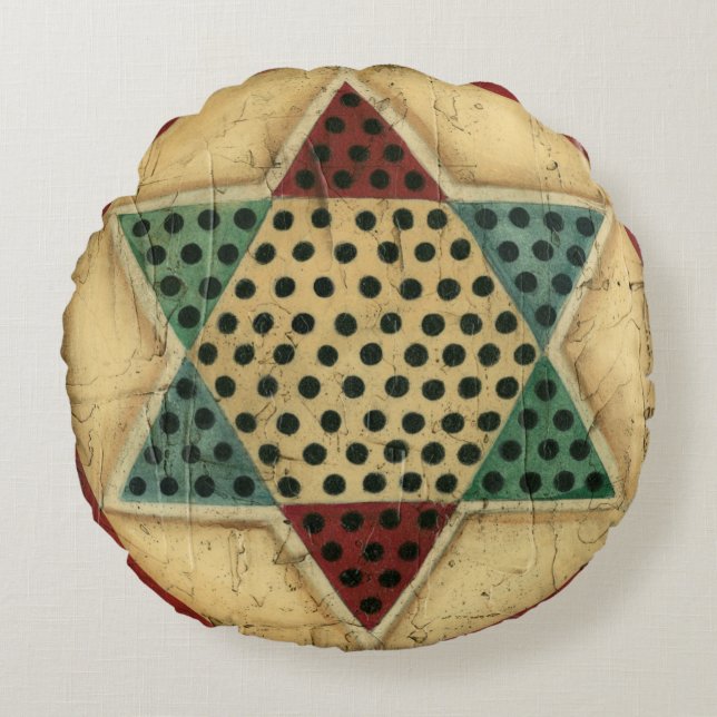 Vintage Chinese Chequerboard by Ethan Harper Round Cushion (Front)