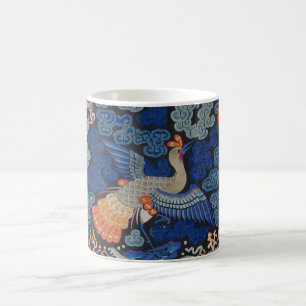 Vintage Chinese Crane Pattern: Imperial Blue Coffee Mug