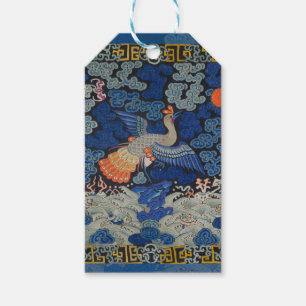 Vintage Chinese Crane Pattern: Imperial Blue Gift Tags