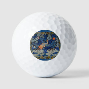Vintage Chinese Crane Pattern: Imperial Blue Golf Balls