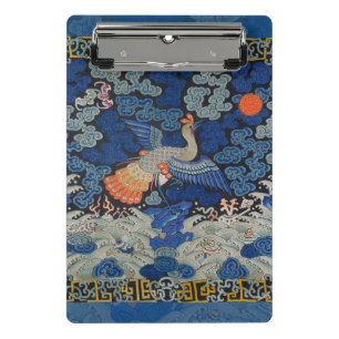 Vintage Chinese Crane Pattern: Imperial Blue Mini Clipboard