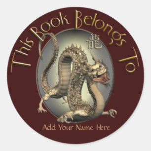 Vintage Chinese Dragon Bookplate Classic Round Sticker