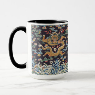 Vintage Chinese Dragon Oriental Silk Pattern Mug