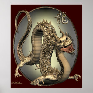 Vintage Chinese Dragon Print