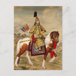 Vintage Chinese Emperor in Golden Armour Art Postcard