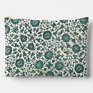 Vintage Chinese Floral Pattern in Teal and White Accessory Pouch