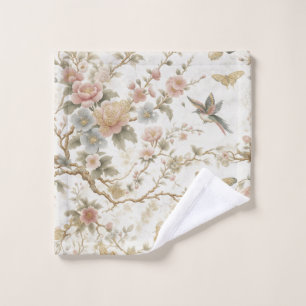 Vintage Chinese Floral Pattern with Hummingbird Wash Cloth
