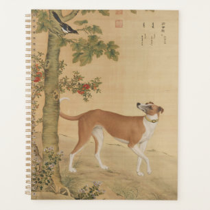 Vintage Chinese Greyhound Dog & Bird Art Planner