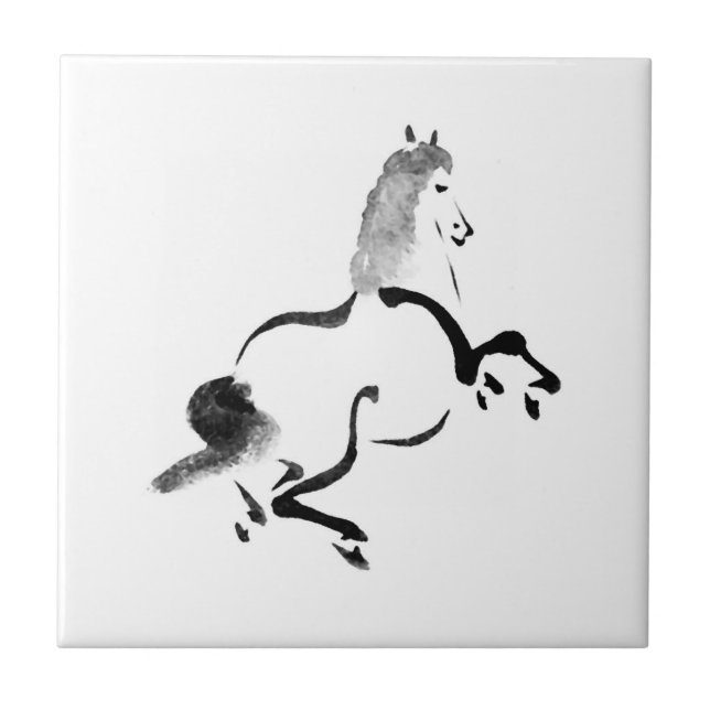 Vintage Chinese Horse Ceramic Tile (Front)