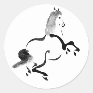 Vintage Chinese Horse Classic Round Sticker