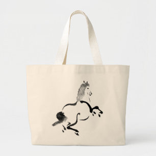 Vintage Chinese Horse Large Tote Bag