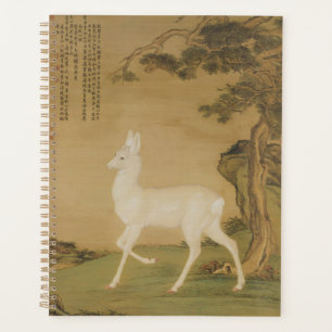 Vintage Chinese Imperial Art White Deer Painting Planner
