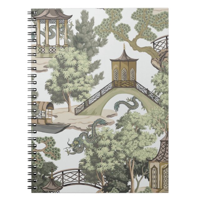Vintage Chinese landscape seamless pattern. Chinoi Notebook (Front)