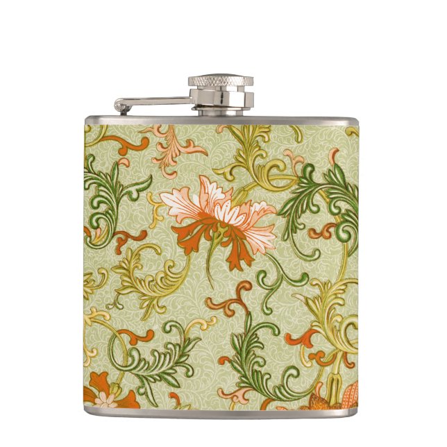 Vintage Chinese Ornament Jones Flowers   Hip Flask (Front)