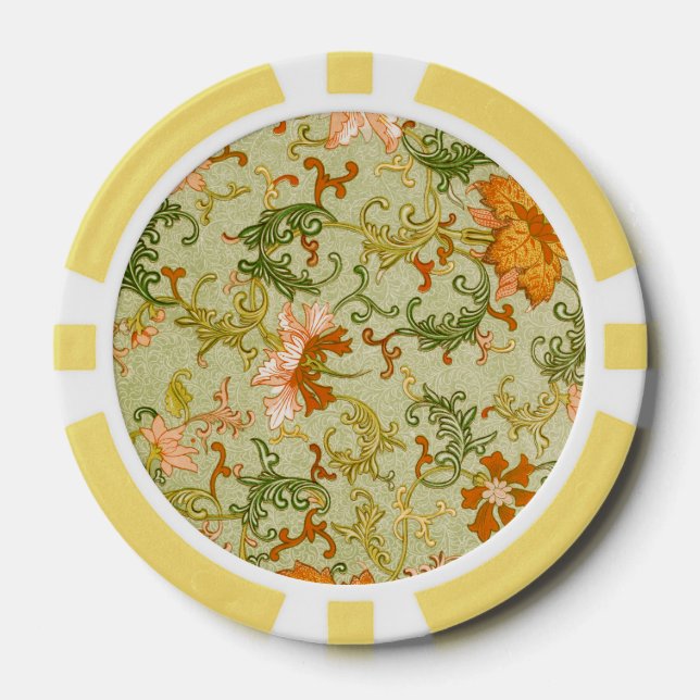 Vintage Chinese Ornament Jones Flowers   Poker Chips (Front)
