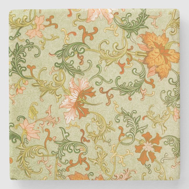 Vintage Chinese Ornament Jones Flowers   Stone Coaster (Front)