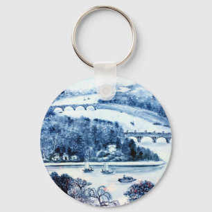 vintage chinese porcelain picture keychain