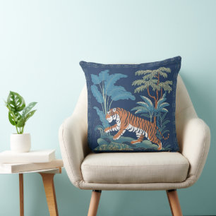Vintage Chinese Porcelain Tiger Bedspread Cushion