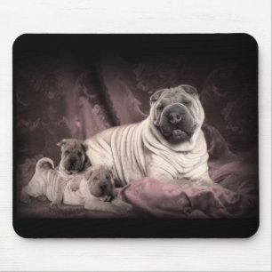 Vintage Chinese Shar Pei Wrinkles, Puppy Dogs Mouse Pad