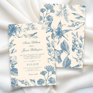 Vintage Chinoiserie botanical floral wedding Invitation