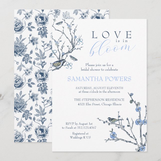 Vintage Chinoiserie Bridal Shower Invitation  (Front/Back)