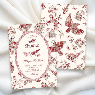 Vintage Chinoiserie floral bird baby shower Invitation