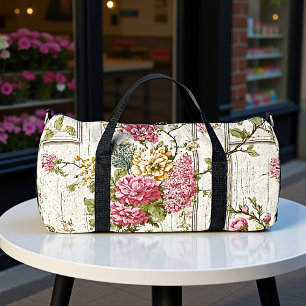 Vintage Chinoiserie Floral Duffle Bag