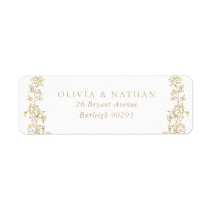 Vintage Chinoiserie Gold Wedding Return Address Label