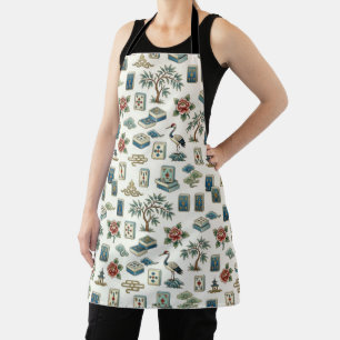 Vintage Chinoiserie Mahjong Tile Apron