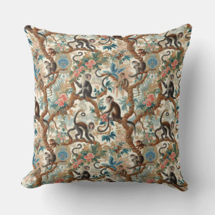 Vintage Chinoiserie Monkey Cushion