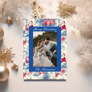 Vintage Chinoiserie Toile De Jouy Photo Christmas Holiday Card