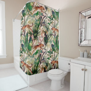 Vintage Chinoiserie Tropical Jungle Shower Curtain