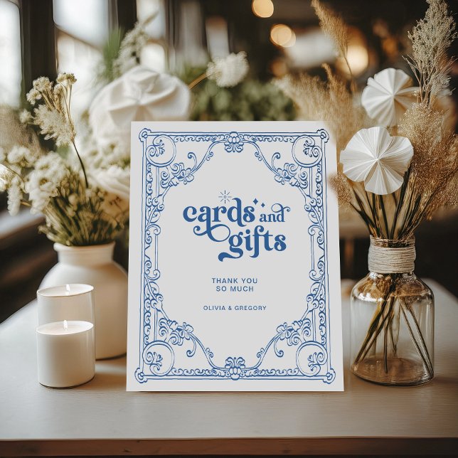 Vintage Chinoiserie Wedding Cards and Gifts Pedestal Sign (Creator Uploaded)