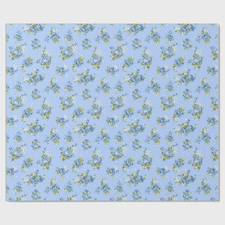 Vintage Chintz Light Blue Floral Wrapping Paper