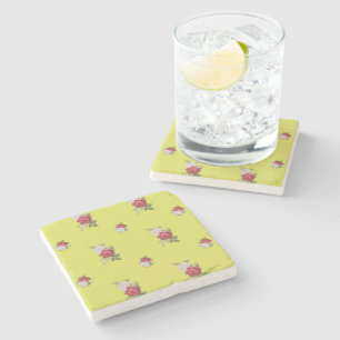 Vintage Chintz Rose Floral Stone Coaster