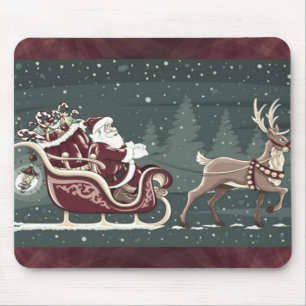 Vintage Chirstmas Santa Claus with sleigh decor Mouse Pad