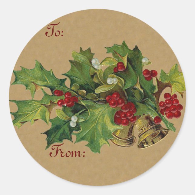 Vintage Chistmas Gift sticker (Front)
