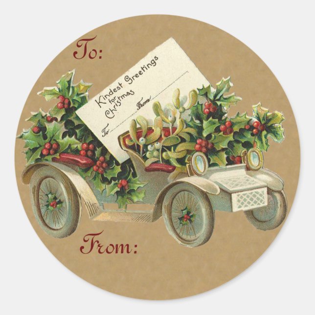 Vintage Chistmas Gift sticker (Front)