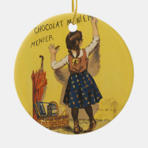 Vintage Chocolat Menier French Poster Bouisset Art Ceramic Ornament