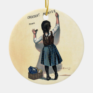 Vintage Chocolat Menier French Poster Bouisset Art Ceramic Tree Decoration